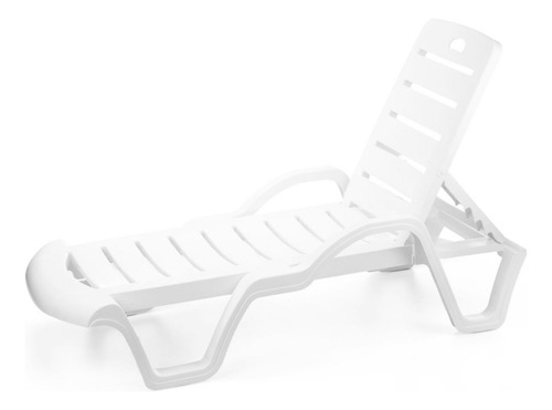 Tumbona de plástico para playa y piscina, verano, color blanco