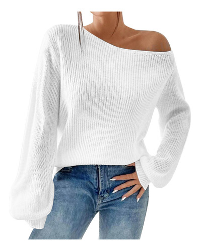 Jersey Holgado De Punto Con Hombros Descubiertos Para Mujer