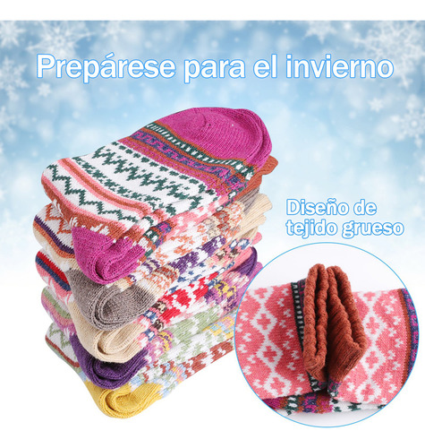 5 Pares Calcetines De Lana De Punto Para Invierno Calcetines