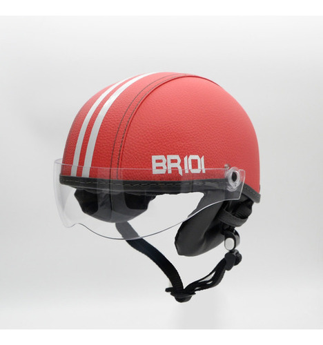 Capacete Coquinho Bike Moto Scooter Elétrica Skate Patins Cor Vermelho Tamanho G Viseira Cristal