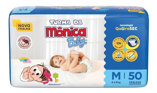 Fralda Descartável Turma Da Mônica Baby P, M, G, Xg, Xxg Tamanho M