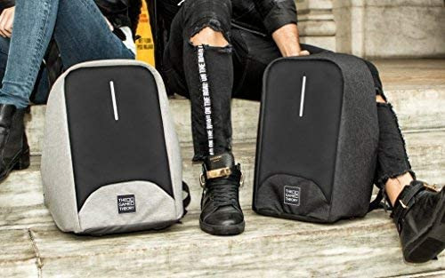 Mochila De Viaje Para Portátil, Bolsa Negra Antirrobo Con Pu