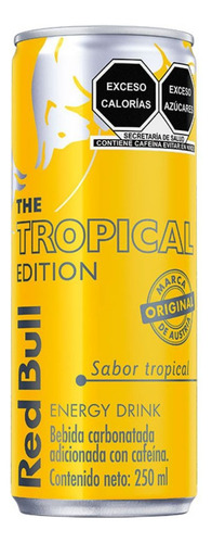 Red Bull Bebida Energética, Tropical, 250 Ml, 4 Latas.