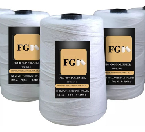 Linha Fio Para Máquina De Costurar Sacaria - 40 Cones Cor Branco