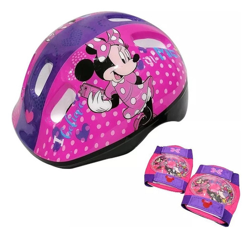 Set De Casco Con Protección Minnie- Original Disney-