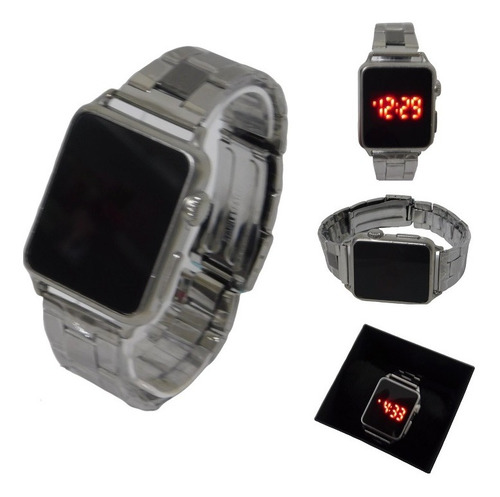 Relógio Led Digital Touch Pulseira De Aço Prata Unissex