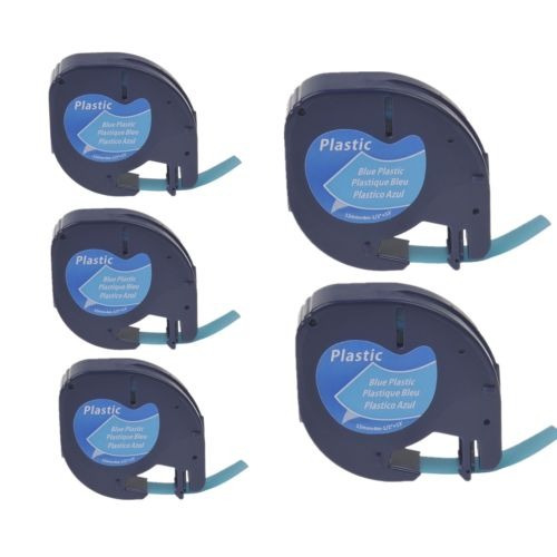 5pk Plástico Cinta Para Dymo Letra Tag Lt 91335 12mm 1/2  Ne