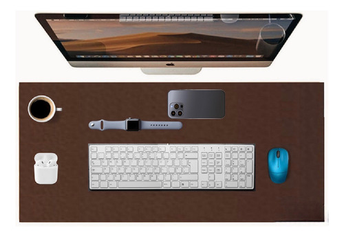 Mousepad Notebook Pc Grande Couro Eco Escritório Gamer Cor Marrom Desenho Impresso Liso