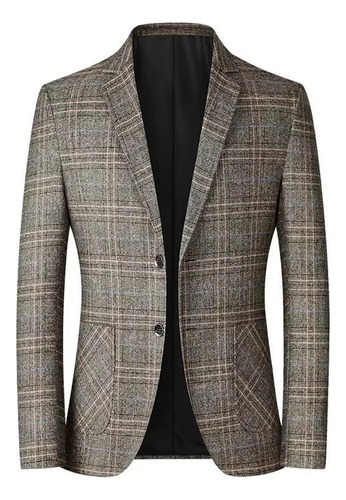 Blazer Casual A Cuadros Con Un Solo Botonadura Para Hombre