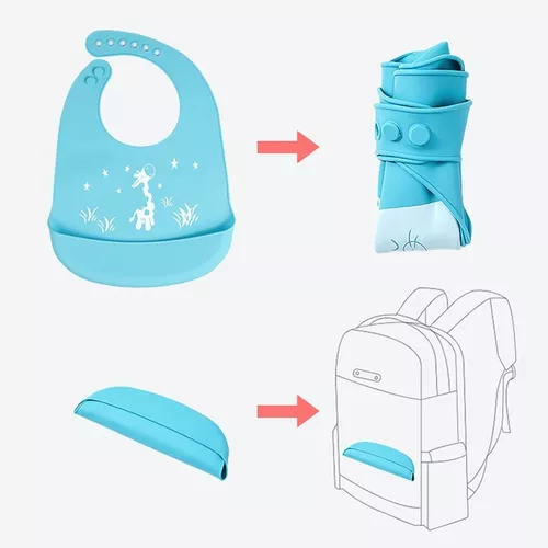  Pokababy Baberos impermeables para niños pequeños, babero de  silicona, se adapta a hasta 6 años (traje azul) : Bebés