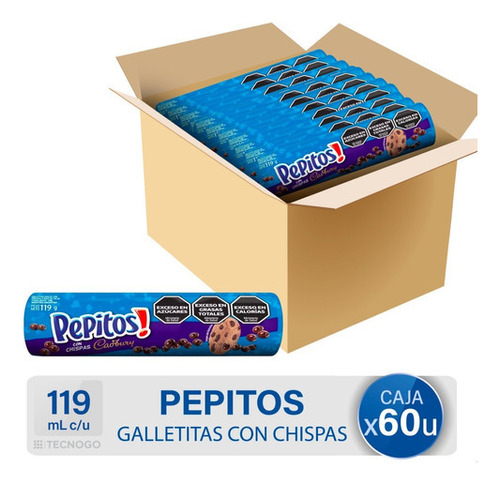 Galletitas Pepitos Original Chips Chocolate Caja X60 U