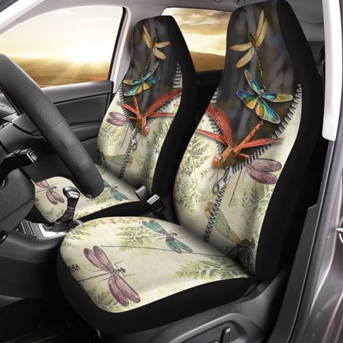 Bulopur Colorful Zipper Dragonfly Car Front Seat Cover Sets
