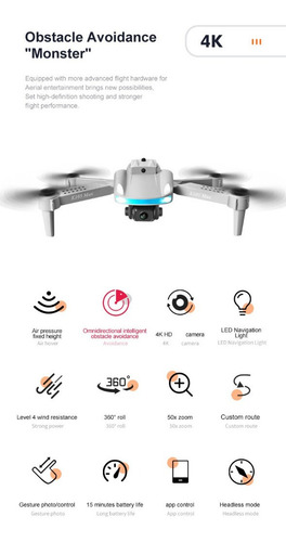 Drone K105 Max Plegable Wifi Fpv Detección De Obstáculos