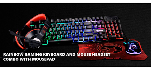 Combo Gaming Marvo Mousepad Mouse Teclado Auriculares Cm409 Color del teclado Negro