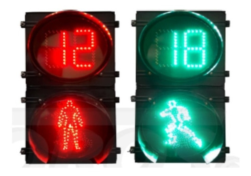 Semaforo Peatonal Animado Con Lampara Led De 30cm