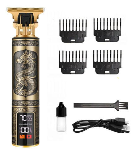 Máquina De Cortar Cabelo Barba Acabamento Bivolt Display Cor Dourado 110V/220V