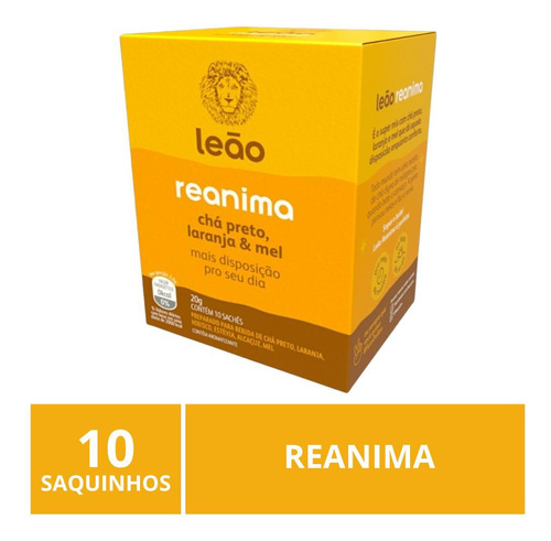 Chá Leão Funcional, 10 Saquinhos, Reanima