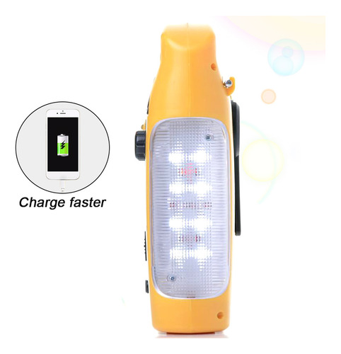Radio Con Energía Solar: Linterna De 5 Led, Cargador Usb, Em
