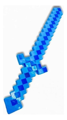 Brinquedo Espada Pixel Minecraft 58cm Som E Luz - Azul Nº13