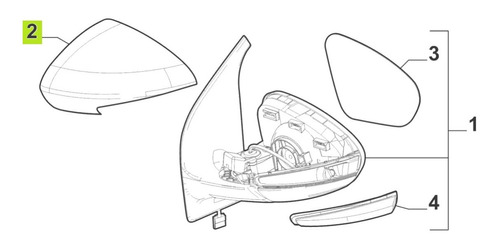 Tapa Espejo Retrov Izq -original- Fiat Strada Volcano 20-