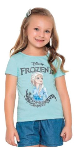 Blusa Frozen 2 Manga Curta Meia Malha Fakini 02436 Tm 4 À 10