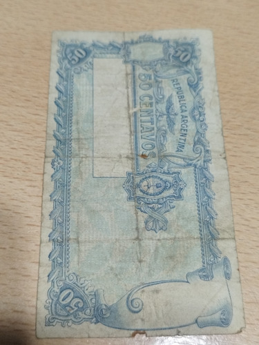 Billete Antiguo Argentina $ 50 Centavos Moneda Nacional 1947 (Usado)