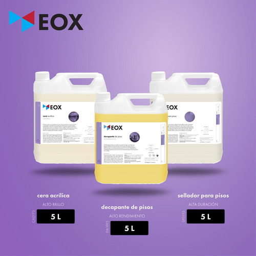 Imagen 4 de 6 de Cera Acrílica Industrial Alto Brillo Para Pisos Eox 5 Litros
