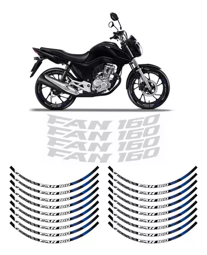 Adesivos Filete Moto Roda Honda Fan 160 2018/ Azul Refletivo