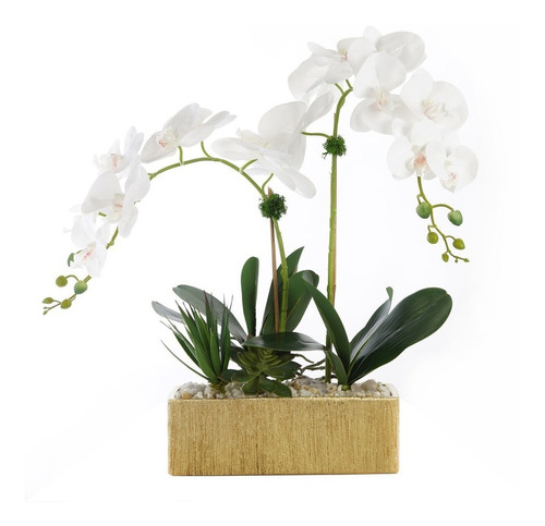 Arreglo Artificial Orquídeas Suculentas Tacto Natural Y Base