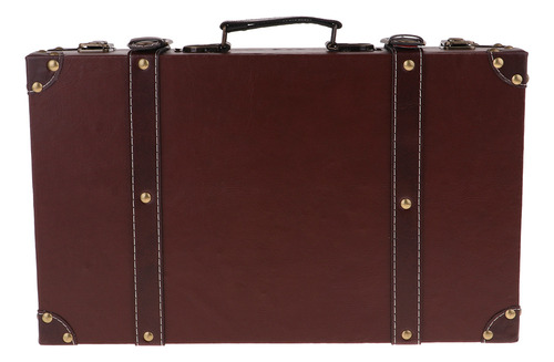 Estuche De Viaje De Madera Antiguo Marrón 40x25x10cm .
