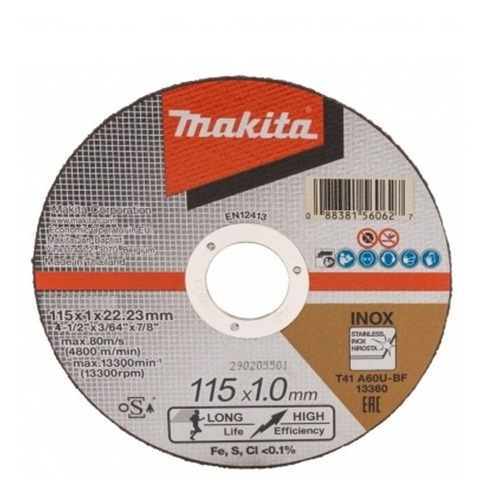 Disco Corte T1a 1.1/2x1.0mmx7/8 10 Unidades Makita D-72001