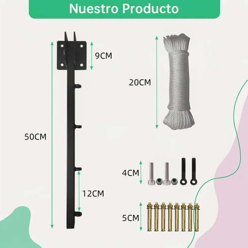 Tendedero Retráctil Plegable Moderno Hoho De Pared Exterior 400 Cm X 50 Cm X 10 Cm