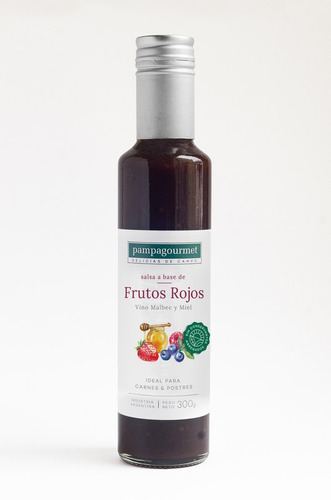 Salsa Pampa Gourmet de Frutos Rojos, Vino Malbec y Miel 300 Grs