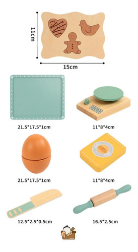 Juguete De Repostería 10pzs De Madera, Estilo Montessori