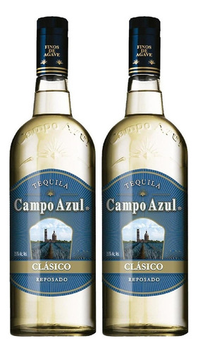 Caja De 6 Tequila Campo Azul Reposado Duo 750 Ml