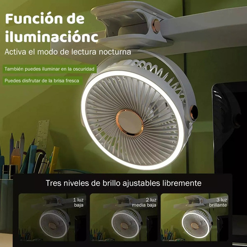 A Ventilador De Escritorio Con Luz 5 Velocidades Diámetro