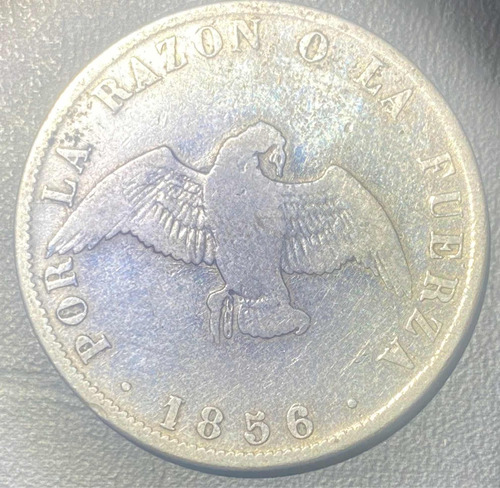 Moneda Escasa 50cts Cóndor Alas Extendidas Año 1856 1sobre1