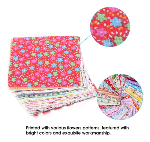 100 Piezas De Tela Estampada Floral Patchworks Algodón Cuadr