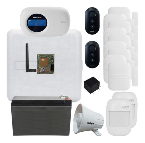 Kit Alarme Intelbras Amt 2018e Smart 4g 9 Sensor Porta 2 Ivp