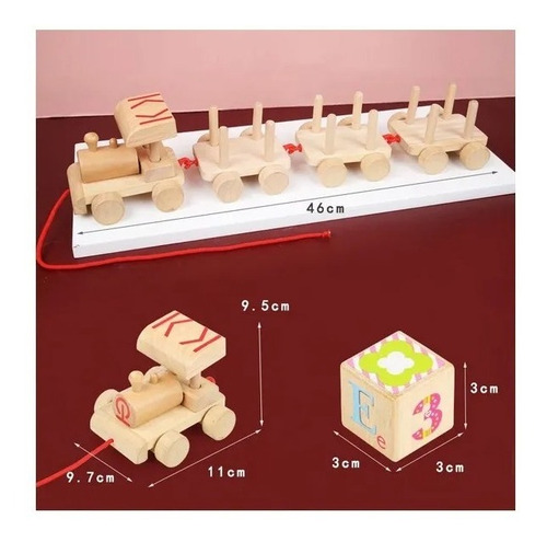 Imagen 4 de 4 de Tren Giratorio De Bloques Juguete De Madera Montessori