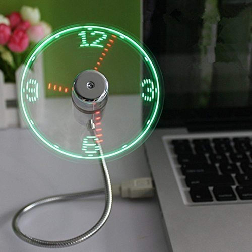 Mini Ventilador Usb Con Reloj Led En Tiempo Real