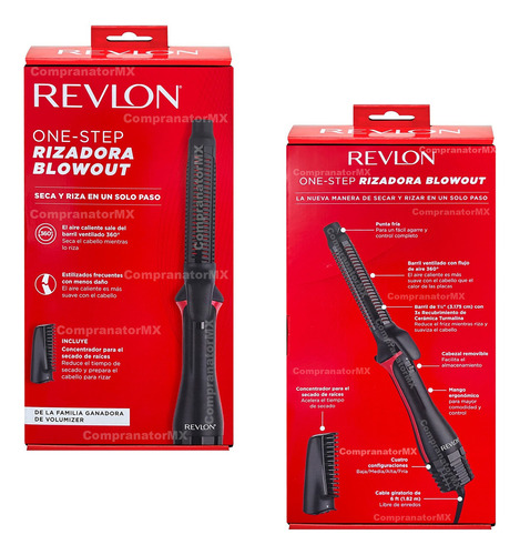 Secadora Rizadora Cabello Revlon Ondas Aire Calient One Step Color Negro