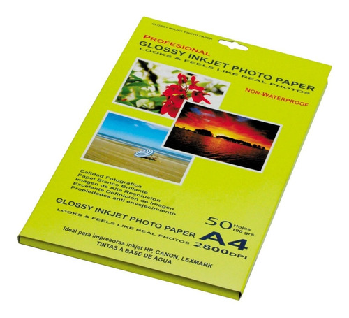 Papel Glossy Fotografico A4 21x29.7 Cm 190 Gramos X 20 Hojas