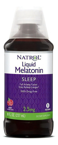 Natrol Melatonina Liquida 2.5 Mg Absorción Inmediata 237ml Duerme Suficiente, El Sueño Apoya A La Mejora La Defensa Inmune, La Melatonina Liquida Es De Fácil Absorción Para Un Sueño Placentero.