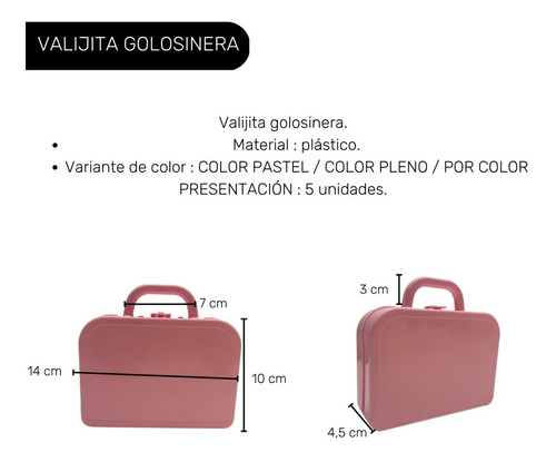 Imagen 4 de 10 de Valija Plástica Mini X5 Lunchera Souvenir Cotillón Golosinas