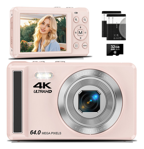Câmera Digital 4k 64mp 30fps 2 Baterias Com Cartão Sd 32gb Câmera Digital Câmera Digital Fhd 64mp