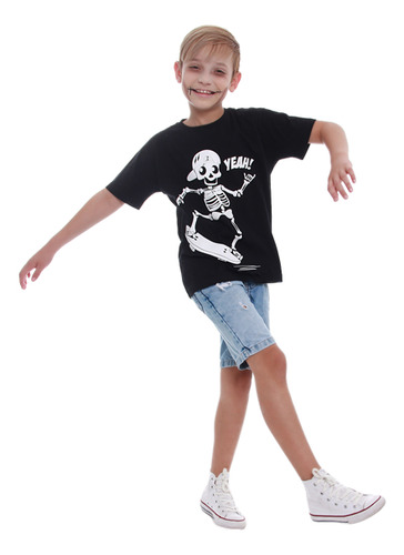 Fantasia Camiseta Esqueleto Radical Halloween - Quimera Kids