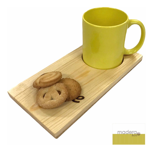 Porta Tazas Y Galletas En Madera Con Grabado