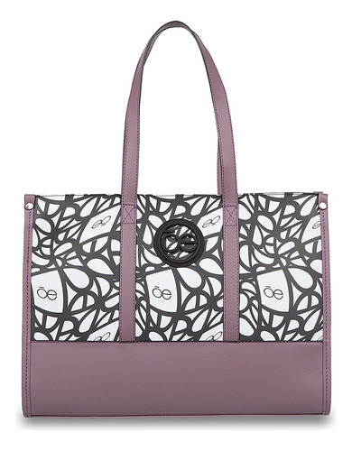 Bolsa Cloe Satchel Para Mujer Grande Monograma Estampado Color Violeta