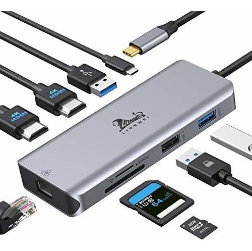 Adaptador De Monitor Hdmi Dual Con Concentrador Usb C, Estac